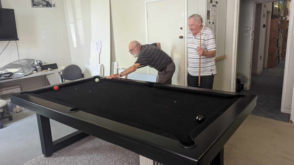 Two blokes playing pool
